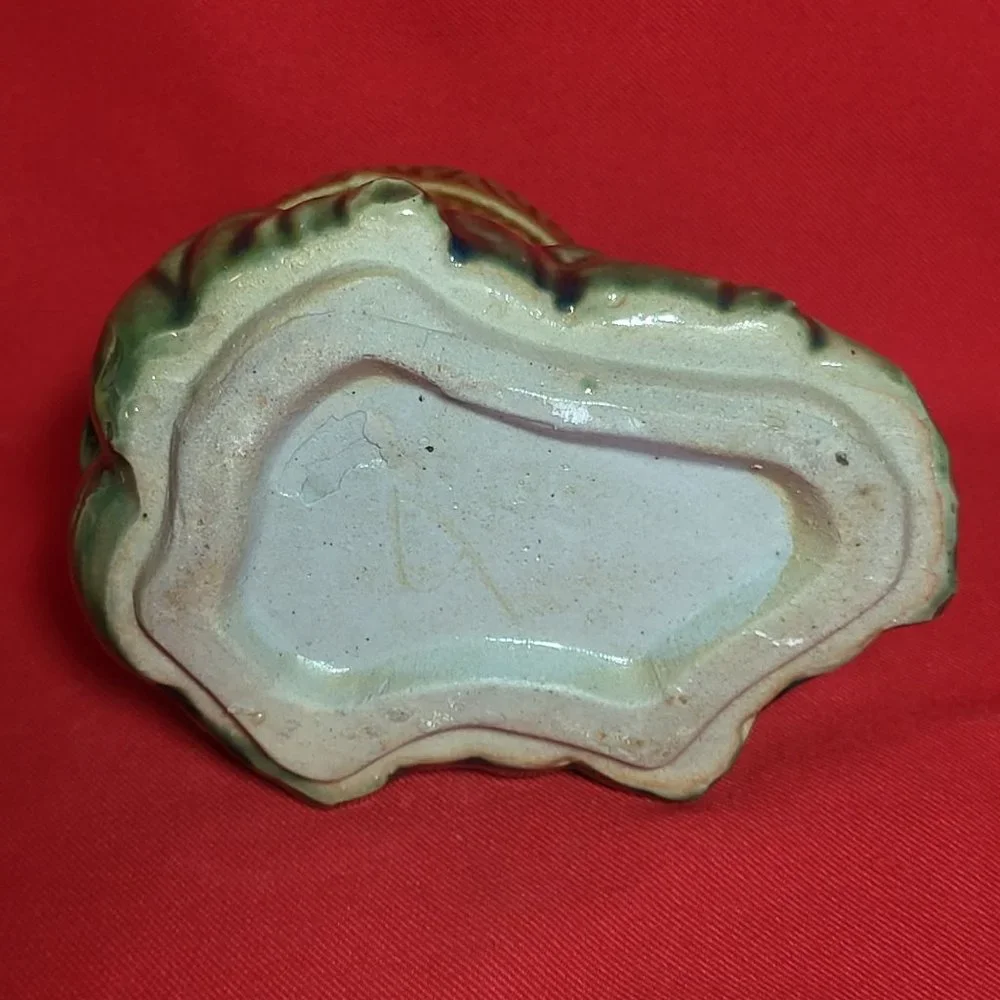 VTG Planter Pot Green Lucky Trunk Up Baby Elephant Ceramic